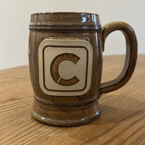 Brown Ceramic Large Mug with C Emblem
